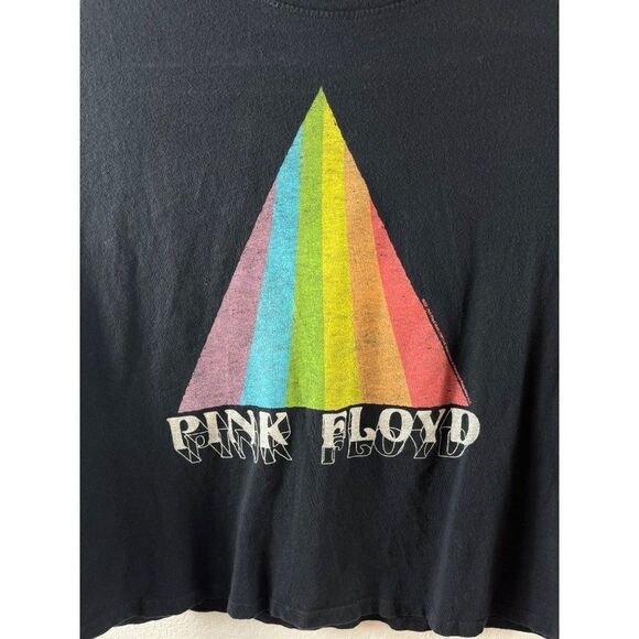 Junk Food Clothing Cropped Pink Floyd Dark Side of the Moon Tee Shirt Jrs Large - Picture 3 of 7